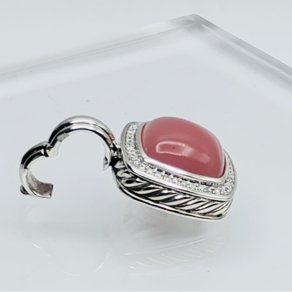 David Yurman Albion 14mm Guava Quartz Diamonds Pendant Enhancer - Picture 7 of 8